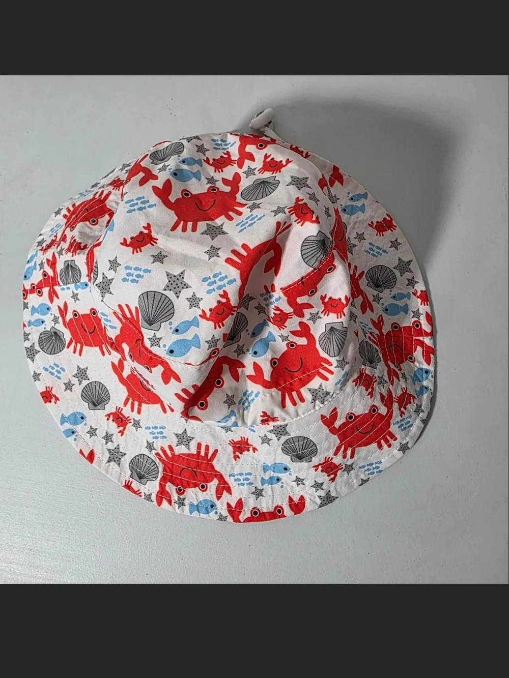 Kids Crab Print Bucket Hat - Red & Blue